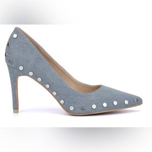 Denim studded heels size 8M